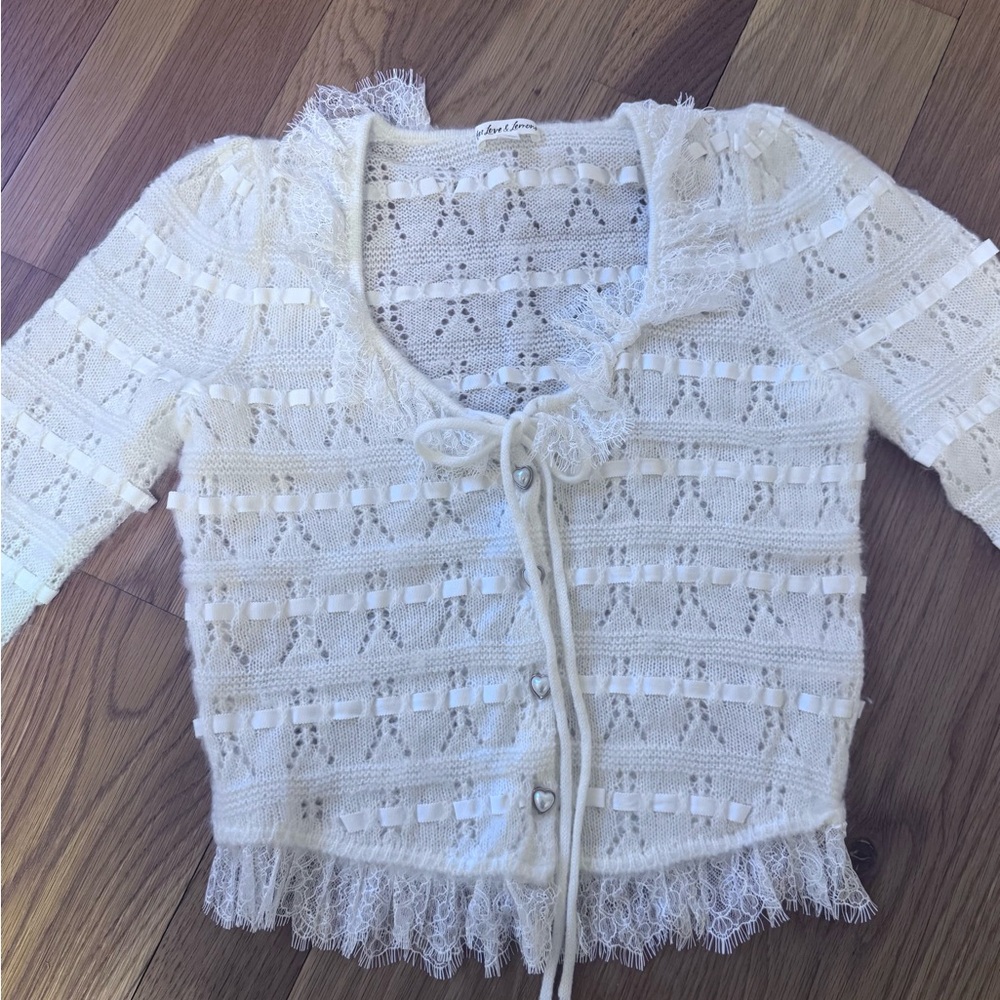 For Love & Lemons White Lace Cardigan